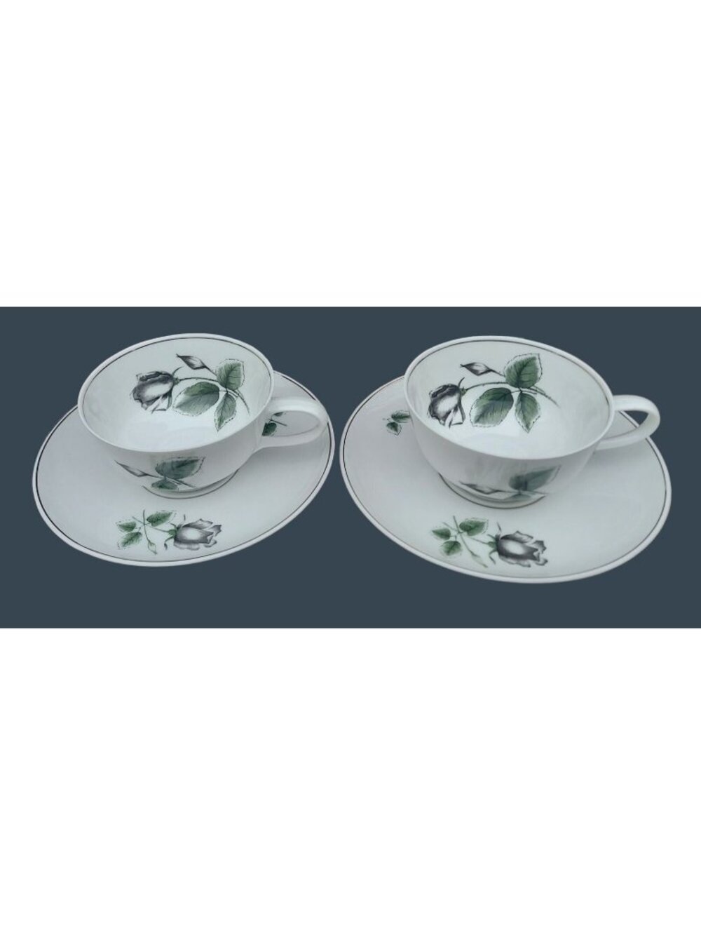 2 Rosenthal - Continental Midnight Rose Cups & Saucers
